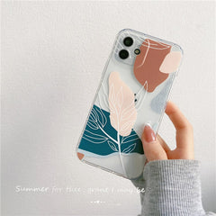 Leaves tree soft silicone phone case summer label conque for iphone 12 11 pro max mini 7 8 plus xs max x xr se 2 cover capa