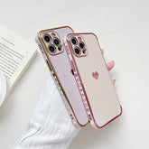 Luxury Plating Love Soft Case For iPhone 11 12 13 Pro Max Mini XR X XS 7 8 Plus SE 2 2020 Solid Color Silicone Shockproof Cover