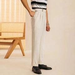 Hearujoy Men Naples Suit Pants High Waist Paris buckle Straight Trousers Spring Autumn Fashion Business Casual Korean Pants Streetwear