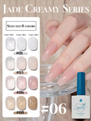 YICKYUE - 1-8pcs Jade Milk Sheer Gel Polish - Crystal Translucent Nail Art Supplies for Nude Glossy Manicure & DIY