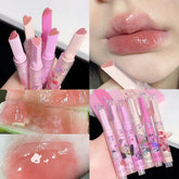 YICKYUE - Mirror Love Heart Shape Lipstick Pen Water-light Lip Gloss Long Lasting Moisturising Clear Lipgloss Lip Makeup Flower Lip Balm