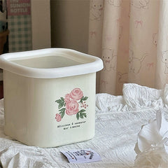 YICKYUE - Enamel Storage Box Retro Rose Enamel Preservation Box Fruit Snack Storage Jar Home Kitchen Container Storager Organizer