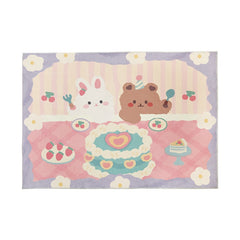 Yickyue Cute Girly Bedroom Carpet Large Area Teddy Bear Rabbit Plaid Living Room Rug Cartoon Children's Play Mat Decor Home милый ковер
