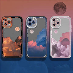 Luxury Sunset Clouds Silicone Shockproof Clear Case For iPhone 11 12 13 Pro Max Mini X Xs XR 7 8 Plus SE 2 Lens Protection Cover