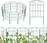 Yickyue 28 piece decorative green garden fence outdoor coating metal rust proof landscape forged iron wire frame folding courtyard fence