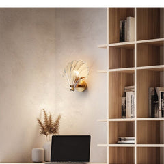 Nordic post-modern minimalist LED wall lamp corridor background wall lamp brass glass wall lamp bedroom bedside wall lamp