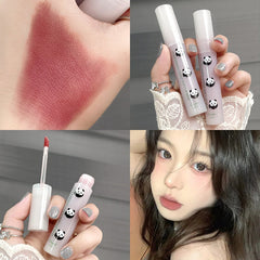 Yickyue Panda Mirror Glass Lipstick Matte Velvet Lip Gloss Waterproof Lip Mud Long Lasting Women Jelly Rose Lip Glaze Makeup