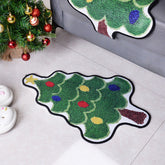 YICKYUE - Christmas Tree Shape Floor Mat Anti Slip Entrance Door Bedroom Bath Toilet Mat Carpet 2025 New Year Gift Navidad Home Decoration