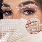 Yickyue White Pearl 3D Eyes Face Temporary Tattoo DIY Body Art Accessories Festival Decorations Self Adhesive Gems Dots Nail Rhinestones