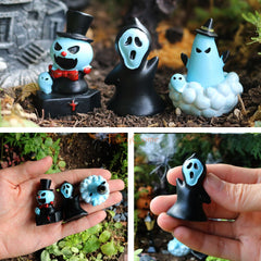 Miniature Halloween Figurines Tiny Cute Mini Halloween Town Figures Set Kawaii Resin Fairy Garden Decor Ornaments Ghost Pumpkin
