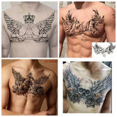 YICKYUE - Wings Skull Cross Tattoo Sticker Men and Women Back Chest Waterproof Flower Lion Body Art Fake Tattoo Cool Tattoo Sticker