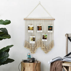 Yickyue Nordic Simple Tapestry Handmade Tassel Macrame BOHO Photo Wall Hanging Tapestries for Living Room Bedroom Marry Home Decor