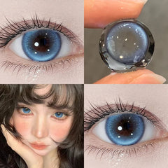 YICKYUE 1 Pair Yearly Korean Lenses Popular Color Contact Lenses With Prescription Myopia Lenses Halloween Lenses Cosplay Blue