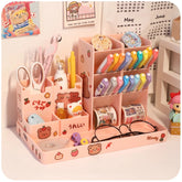 Lnclined Pen Holder Creative Multifunctional Children's Female Pen Holder Desk Large Capacity Stationery Storage Box For Pupils