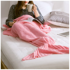 Sofa Blankets Mermaid Solid Color For Nap Throw Knitted Blanket Air Condition Blankets For Beds Winter