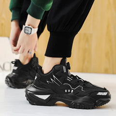 YICKYUE - Mech leather rotating buckle dad shoes, versatile and comfortable thick sole, shock-absorbing and anti slip, dad shoes for men