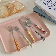 YICKYUE - Gift Retro Checkerboard Spoon