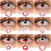 YICKYUE - 1Pair Halloween Colored Contact Lenses Cosplay Vampire Red Contact Lenses Anime Eye Lenses Blood Makeup Contact Lens