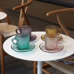 Nordic High-Value Glass Coffee Cup and Saucer Set Creative Beautiful Cup and Saucer Set Mug Milk Cup for Breakfast Afternoon Tea