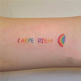 Waterproof Temporary Tattoo Sticker CARPE DIEM Rainbow Letter Design Body Art Fake Tattoo Flash Tattoo Arm Female Male