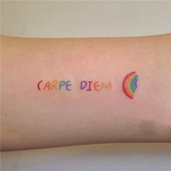 Waterproof Temporary Tattoo Sticker CARPE DIEM Rainbow Letter Design Body Art Fake Tattoo Flash Tattoo Arm Female Male