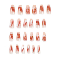 Yickyue 24pcs Press on Nail Printed with A Rose Pattern Faux Ongles Pointed Nail Hand Painted nails long press on nails nail art