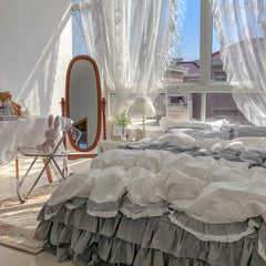 Princess Style All Cotton Washed Cotton Four-Piece of Bed Skirt Pure Cotton Quilt Cover Bed 1.5/1.8 M