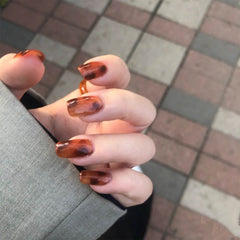 Yickyue 24pcs False fingernails stained with amber RP