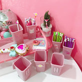 W&G Pen Holder Japanese Cute Pink Girl Heart Desktop Trash Can Storage Little Fairy Beautiful Girl Desktop Storage Bucket 2022