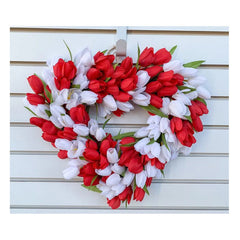 YICKYUE Simulation Tulip Wreath For Front Door Artificial Wreath Wedding Decoration Round Rattan Wreath Decor For Door Garden