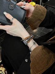 YICKYUE - Retro Real Leather Strap For Apple Watch 38mm 40 41mm 42mm 45mm 46mm 49mm Women Bracelet Band For iWatch Ultra 10 9 8 SE 7 6 5 4
