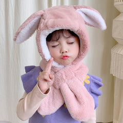 Sweet Baby Boys Girls Lovely Autumn Winter Cartoon Cute Rabbit Ear Plush Warm Hat Cap Neck Wrap Scarf kid toy Cospaly Hot шапка