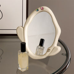 YICKYUE - Creative Alien Cactus Desktop Ceramic Mirror Seat Ins Style Modern Makeup Mirror Stereo Gem Decorative Mirror Tray Ornaments