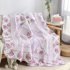 CHAUSUB Cotton Bedspread Quilt 1pc Floral Printed Blanket on Bed Coverlet for All Season Twin Size 150x200cm Quilted Sofa Cover