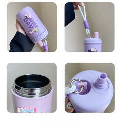 Yickyue 400ml Cute Thermos Water Bottle For Children Stainless Steel Kawaii Thermal Coffee Mug For Girl Travel Sport Vacuum Cup