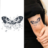 YICKYUE - 1 Sheet Black Butterfly Fish Design Temporary Tattoos for Women Men Personality Animal Fake Tattoo Sticker Hands Body Art