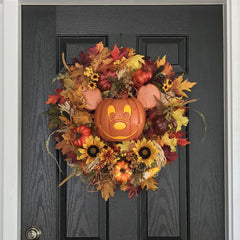 35cm Autumn Halloween Wreath Cartoon Mouse Pumpkin Black Wreath Door Hanging Wreath Home Garden Halloween Decoration