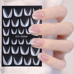 5D Winter Christmas Nail Art Decoration Sticker Embossed Charms Snowflakes French Nail Design Gel Polish Manicure Decals GLSTZ5D