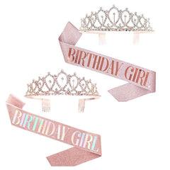 Girls Birthday Crown Tiara Set for Women Girl Birthday Party Decoration Supplies H9EF