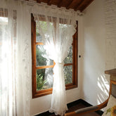 YICKYUE - Lace Curtains Sheer Panel Rose Floral Embroidery Ruffled Vintage Window Treatment for Nursery Bedroom and Living Room Rod Pocket