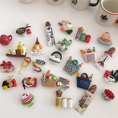 Korean Style Cute Picnic Series Afternoon Tea Food Three-dimensional Magnet Refrigerator Magnet Magnet Home Decoration