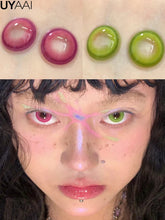 YICKYUE 1 Pair Cosmetic Color Lens Korea Cosplay Big Eyes Contact Lens Diameter Large Pink Lens