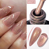 YICKYUE - 7ml Glitter Rubble Base Gel Nail Polish 2-In-1 Nude Pink Sparkly Semi Permanent UV Gel Nail Art Manicure DIY Vernis