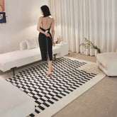 Roman Retro Chessboard Large Area Living Room Carpet High Quality Non-slip Bedroom Bedside Carpets Simple Plaid Lounge Rugs