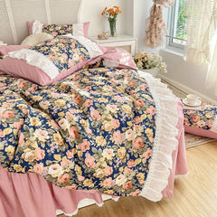 Yickyue - Aesthetic Home Decor Bedding Floral Duvet Cover Sheet Set