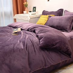 Fashion Simple Solid Color Duvet Cover Soft Cozy Flannel Winter Quilt Cover Velvet Warm Thick Comforter Cover 180x220cm