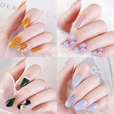 24pcs Detachable Fake Nails Daisy Design 2022 New Fake Nails Full Cover Nail Tips Bow Manicure Almond Point False Nails