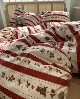 YICKYUE - Cute cartoon bear strawberry bedding set teen,twin full queen king lovely cotton home textile bed sheet pillow case quilt cover