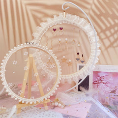 creative lace jewelry storage rack earring Insert display stand lady jewelry storage bathroom vanity tops Organizer girl gift