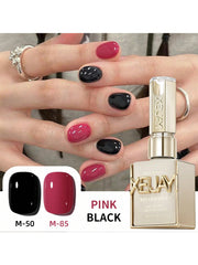 YICKYUE - 2pcs 15ml Black Pink Gel Nail Polish Starter Pure Soak Off No Wipe Nail Gel Polish Suitable For Christmas